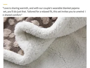 Primer plano detallado del suave tejido de pijama manta sherpa con acogedora textura.