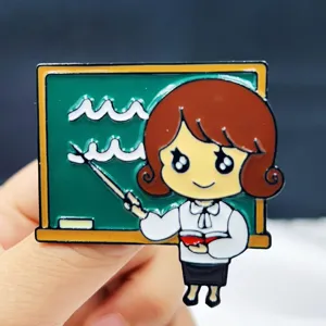 Niedliche Lehrerin Emaillierte Brosche Legierung Schiefer Tafel Design Schmuck Geschenk Damen