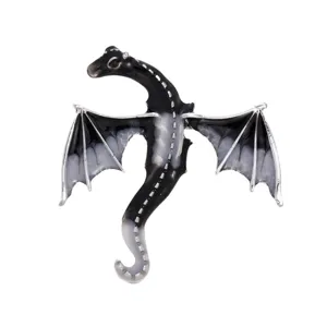 Gothic black dragon brooch enamel lapel pin vintage alloy badge Halloween jewelry accessory