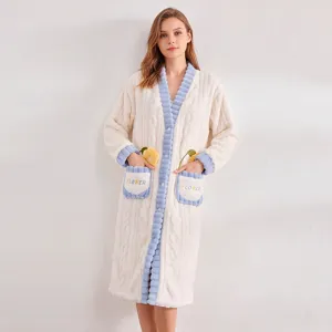 Vestaglia in Pile Donna Morbida Flanella Accappatoio Comodo Con Tasche Caldo