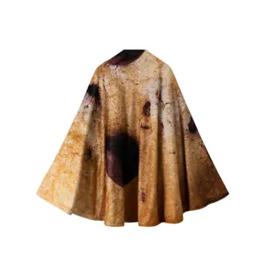 Cozy cookie printed wearable blanket cloak, soft warm flannel cape robe for home relaxation comfort.
