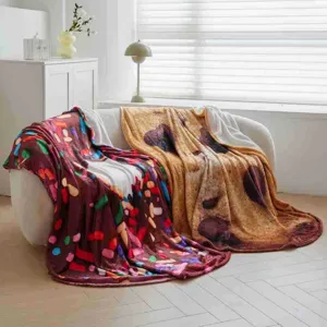 Coperta in flanella morbida calda stampa biscotto ciambella divano letto accogliente