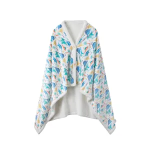 Vestaglia Coperta Indossabile Stampa Dinosauro Pile con Cappuccio Calda Loungewear