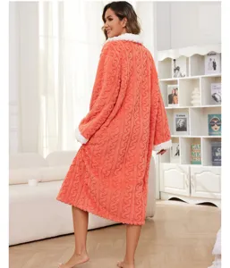 Cozy plush fleece robe with cable-knit texture and soft fluffy trim for winter nights.