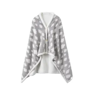 Paar Tragbare Decke Bademantel Fleece Kapuze Warm Weich Wolkenmuster Fleece Nachtwäsche Casual Zuhause Bademantel