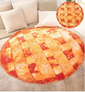 Couverture polaire ronde nouveauté tarte, jeté de lit imprimé nourriture drôle bureau canapé.