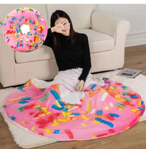 Doute donut ronde amusante pour le bureau, couverture polaire douce avec impression réaliste.