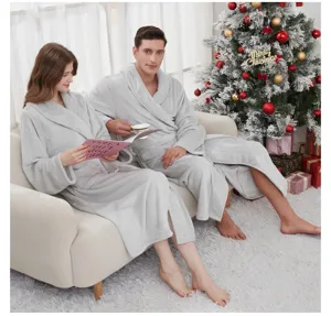 Albornoz Forro Polar Hombre Mujer Pareja Pijama Calido Flanela Ropa Casa Invierno Suave