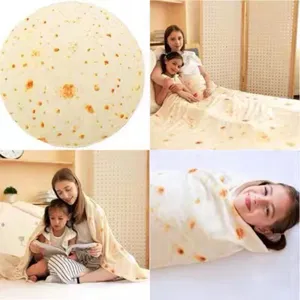 Couverture burrito tortilla rigolote plaid rond et doux pour canape lit bureau sieste.