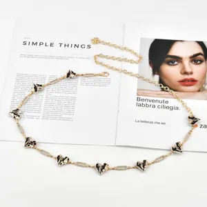 Sweet cool heart metal waist chain for women niche design drop oil belt dress accessory