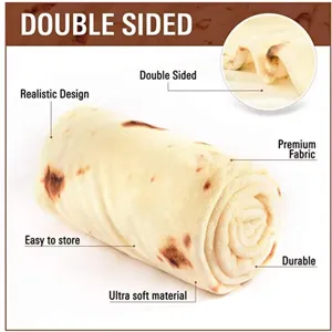 Couverture burrito realiste double face plaid en flanelle douce cadeau drole et chaud
