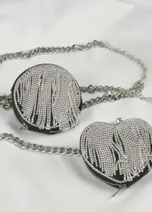 Cadena de cintura bolso corazon pedreria chic moda bolso cruzado metal mujer