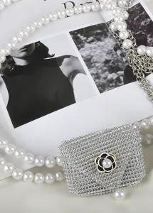 Französischer Perlen Taillenkette Strass Tasche Designer eleganter Dekoration Gürtel für Kleid