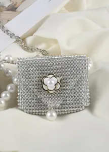 Strass Perlen Taillentasche Detail, elegantes Kamelie Design französisches Accessoire.