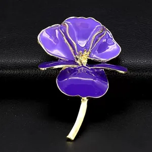 Vintage Emaillierte Iris Blume Brosche, exquisite 3D bemalte Metall Anstecknadel.