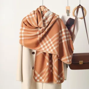 Autunno inverno donna imitazione cashmere sciarpa a quadri scialle caldo elegante accessorio