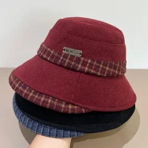 Γυναικείο Βίντατζ Καπέλο Cloche Στυλ Audrey Hepburn Μάλλινο Κομψό Καρό Γείσο Καπέλο Ψαρά Φθινόπωρο Χειμώνας Ζεστό Μόδα