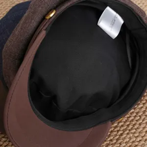 Casquette gavroche rétro coréenne femme automne octogonale denim épissé chapeau de peintre