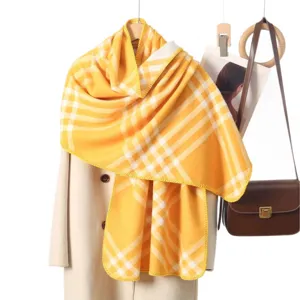 Autunno inverno imitazione cashmere sciarpa a quadri donna scialle caldo elegante