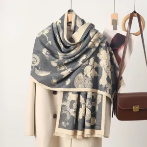 Retro Jacquard Kunstkaschmir Schal Damen Herbst Winter warmer Schal langer Hals Schal