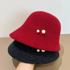 Herbst Winter Plüsch Fischerhut Damen Mode warme winddichte lässige Perlen Dekor Kappe Detail