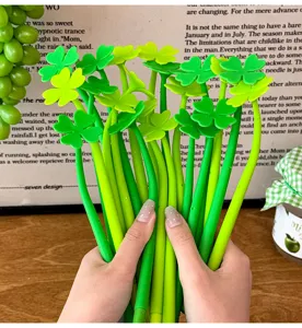 Four-leaf clover silicone gel pen cute floral stationery office writing black ink pen