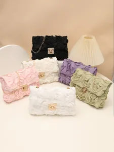 Women fashion flower evening bag elegant shoulder crossbody chain purse with metal clasp 2026