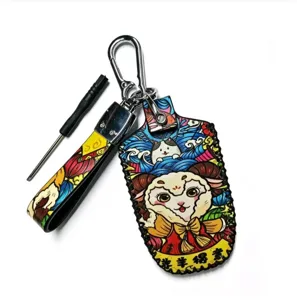 Porte-clés de voiture zodiaque style chinois fait main pendentif en cuir accessoire
