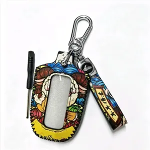 Porte-clés de voiture zodiaque Guochao cousu main en cuir pendentif de sac charm