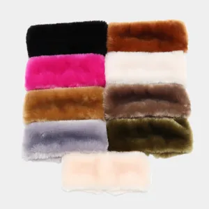Solid color plush wide headband for women, thick winter warm hair band and ear warmer for cold weather.