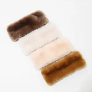 Solid color plush wide headband winter warm ear warmer fluffy soft hair band for women.