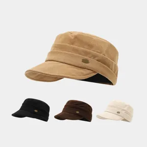 Gorra Militar Plana Retro Americana de Algodón Gorra de Cadete Para Mujeres Hombres Casual Al Aire Libre Protección Solar Visera