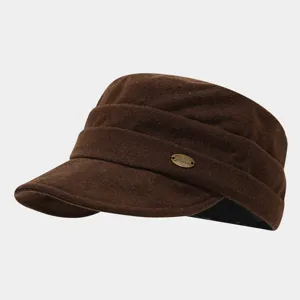 Gorra militar plana marrón vintage estilo ante sombrero de sol casual al aire libre