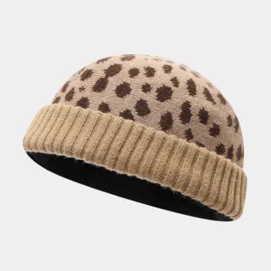 Cappello docker in maglia con stampa leopardata autunno inverno caldo streetwear