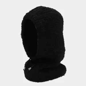 Passamontagna in pile nero cappuccio inverno caldo antivento collo integrato dettaglio vista