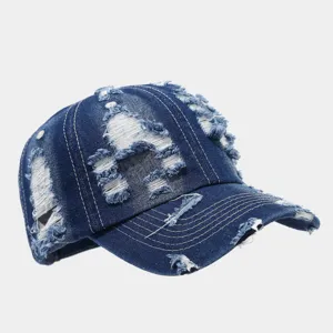 Gorra de béisbol de mezclilla desgastada para hombres y mujeres, estilo vintage lavado.