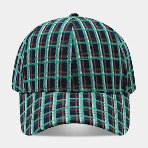 Retro color-block plaid baseball cap for women, stylish Korean style casual autumn winter sun hat.