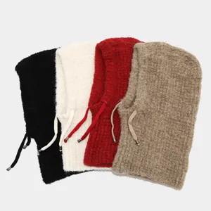 Comoda felpa con cappuccio in maglia balaclava scaldacollo, cappello termico invernale.