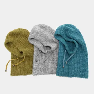 Balaclava lavorata a maglia sciarpa con cappuccio caldo inverno antivento orecchie cappello