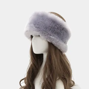 Plush wide headband detail, fluffy winter warm ear warmer, thick cozy hair accessory.