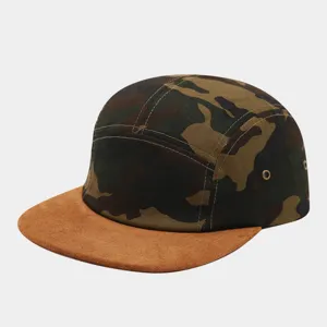 Cappellino a 5 Pannelli con Visiera in camoscio Camouflage Workwear Americano Tesa Piatta Skate Hat Street Hip Hop Berretto da Baseball Uomo Donna