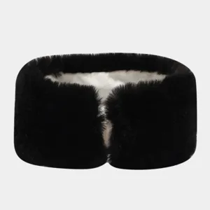 Black faux fur headband winter thick fluffy ear warmer soft warm hair band for women cold weather