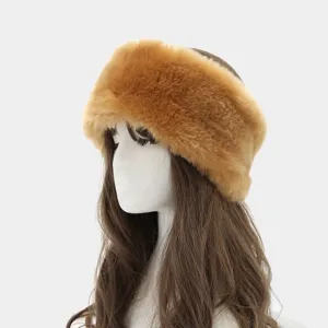 Women Winter Thickened Warm Plush Headband Solid Color Soft Ear Protection Head Band Cold Weather Outdoor Hair Accessories