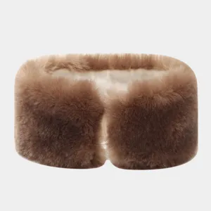 Women fluffy winter plush headband warm thick ear warmer cozy solid color winter hair accessory
