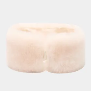 Plush wide winter headband for women, thick warm faux fur ear warmer, soft fuzzy hair accessory.