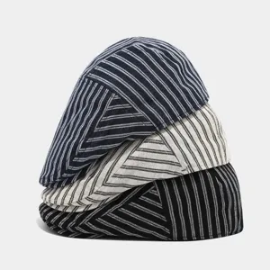 Chapeau plat rayé classique pour hommes et femmes, béret vintage décontracté et casquette rétro.