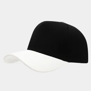 Classic two-tone baseball cap with black crown and white brim for daily casual wear.