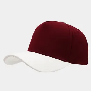 Close-up view of the color block suede baseball hat, stylish five-panel trucker design.