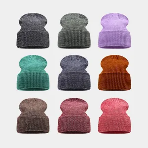 Otoño Invierno Cálido Gorro de Punto Beanie Moteado Multicolor Gorro Pullover Casual Hombre Mujer