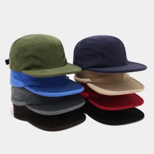 Herbst Winter Fleece 5-Panel flache Krempe Mütze einfarbig warme Outdoor Freizeithut Kappe